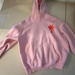 Pink Hoodie with Orange Palm Tree Design
